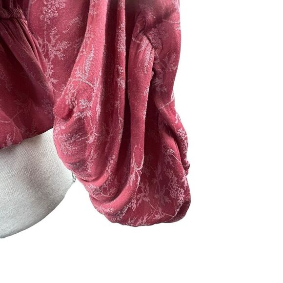 Current Air Pink Shirred Ruffle Elastic Waist Blouse Size M Pleated - Picture 7 of 16